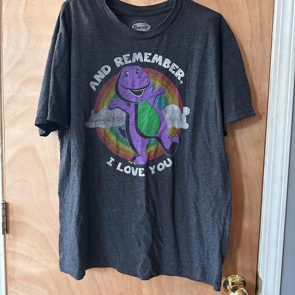 Barneys New York Charcoal T-Shirt with Purple and Green Reptile